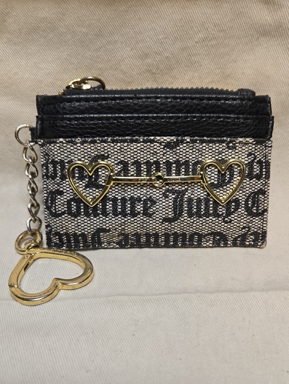 Juicy Couture Y2K Logo Heart Card Holder Keychain Wallet